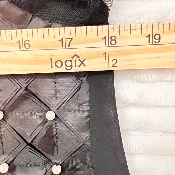 # A021 WHY DRESS BLACK , Hi-LO ROMANTIC 3D Diamond satin patches, pearls - Picture 10 of 12